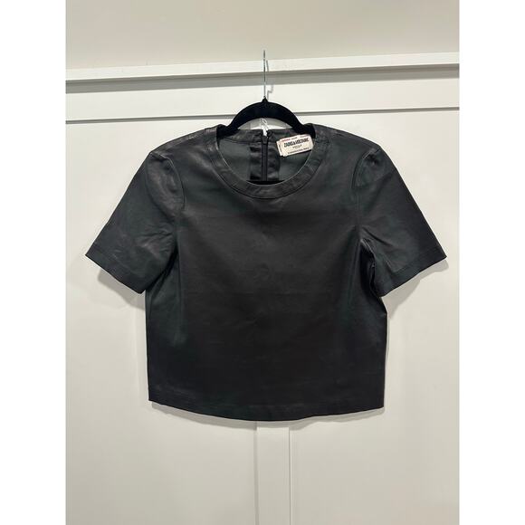 Zadig & Voltaire Lamb Leather Short Sleeve Top Size S - Picture 1 of 5